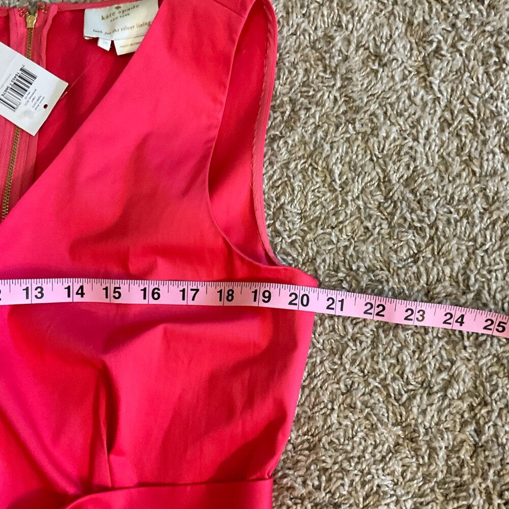 NWT Kate Spade ♠️ Sawyer Sleeveless V-Neck Pleated Fit & Flare Dress, Pink, 12 - Picture 12 of 14